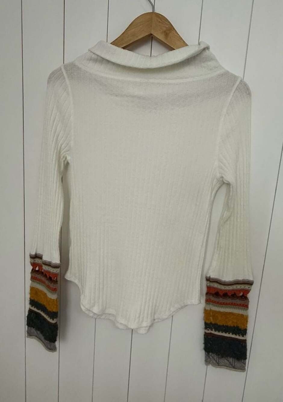 Free People Mixed Up Cuff Thermal Top Size L Ivory White - Picture 4 of 7